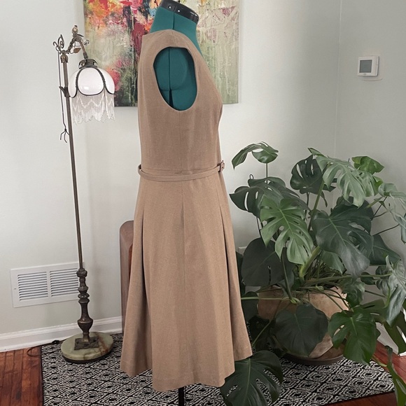 Talbots A Line Tan Midi Wool Dress - Picture 4 of 11